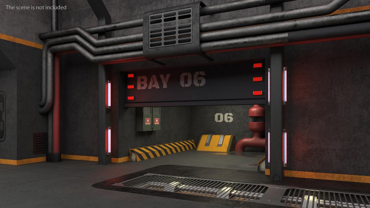 Sci Fi Spaceship Hangar Bay Gates Set 3D