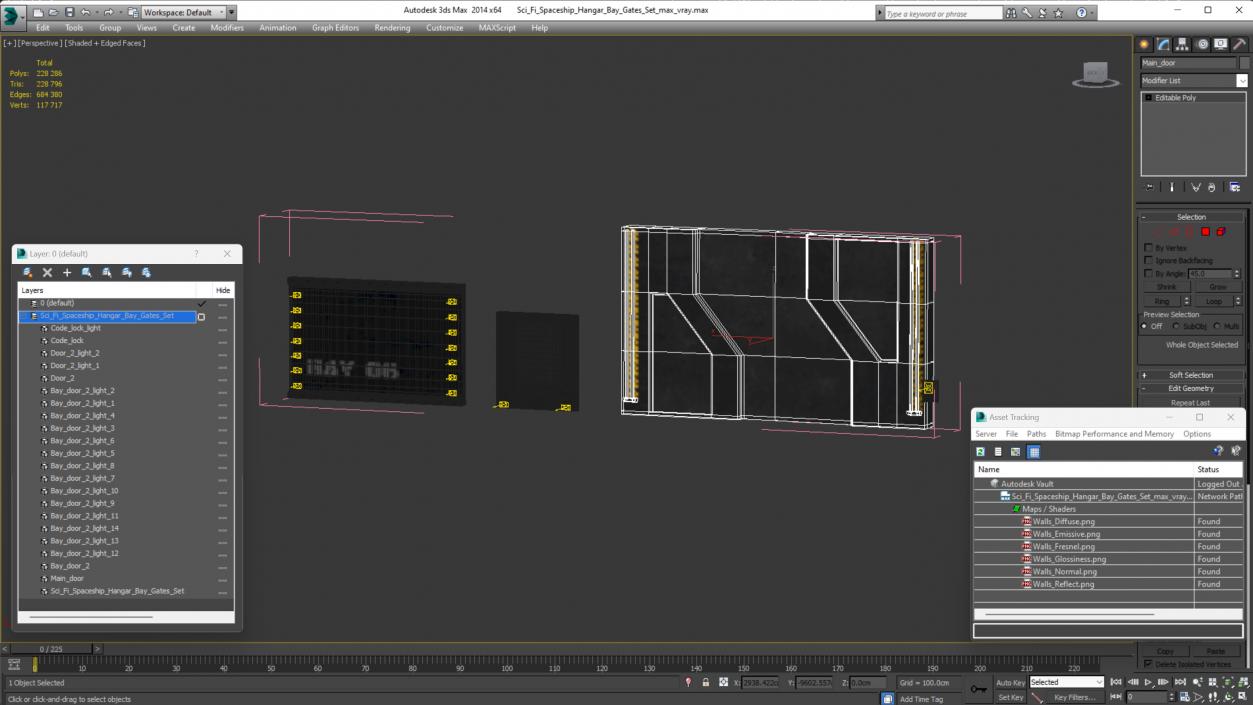 Sci Fi Spaceship Hangar Bay Gates Set 3D