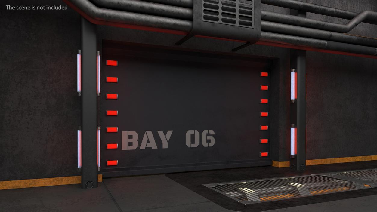 Sci Fi Spaceship Hangar Bay Gates Set 3D