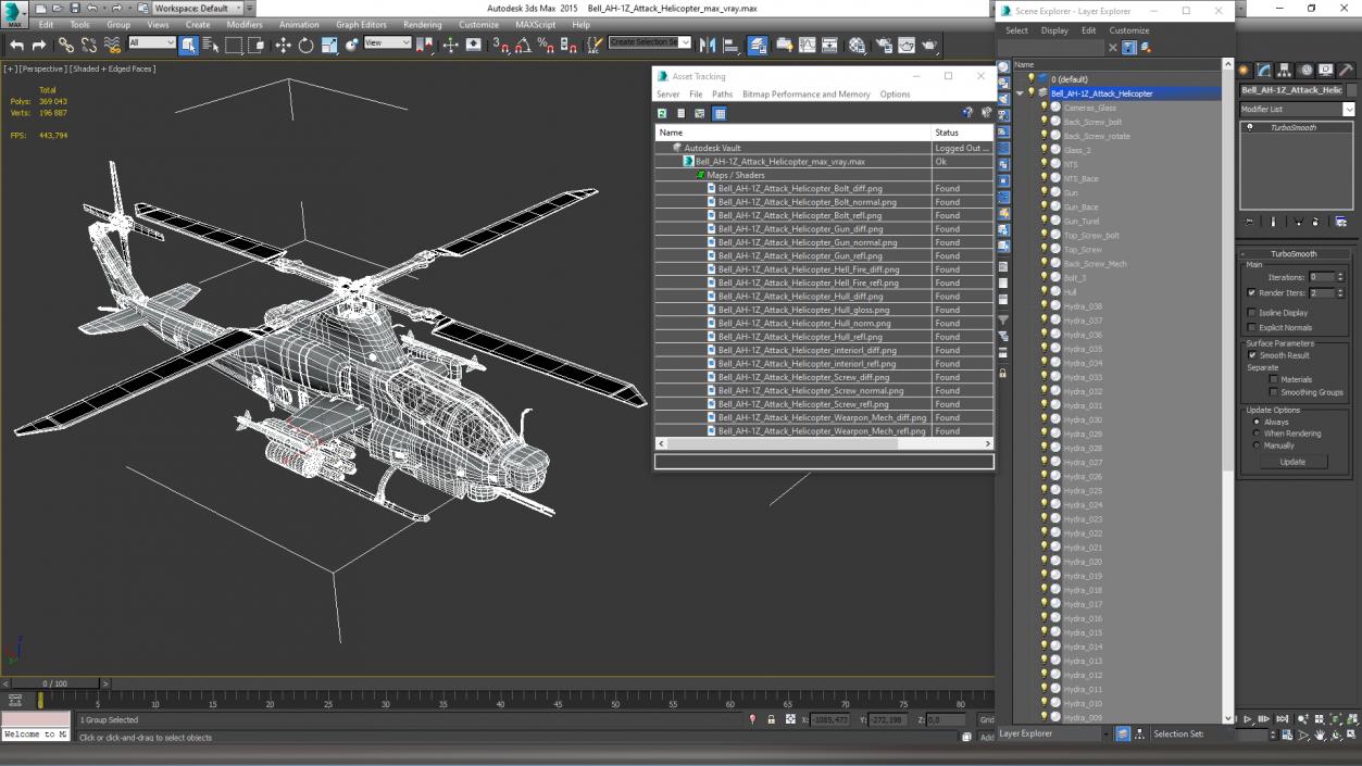 3D Bell AH-1Z Attack Helicopter model