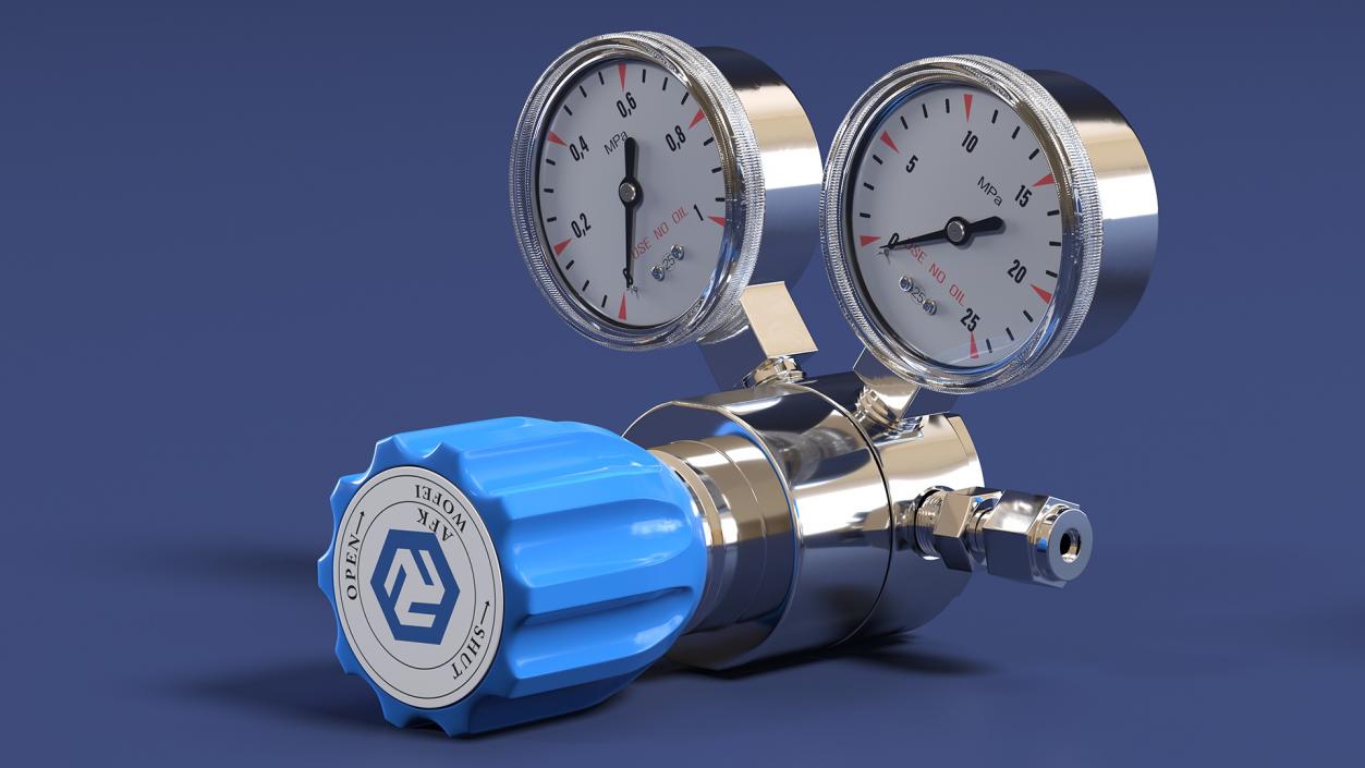 AFK Regulator High Pressure Gas Two Gauges 3D