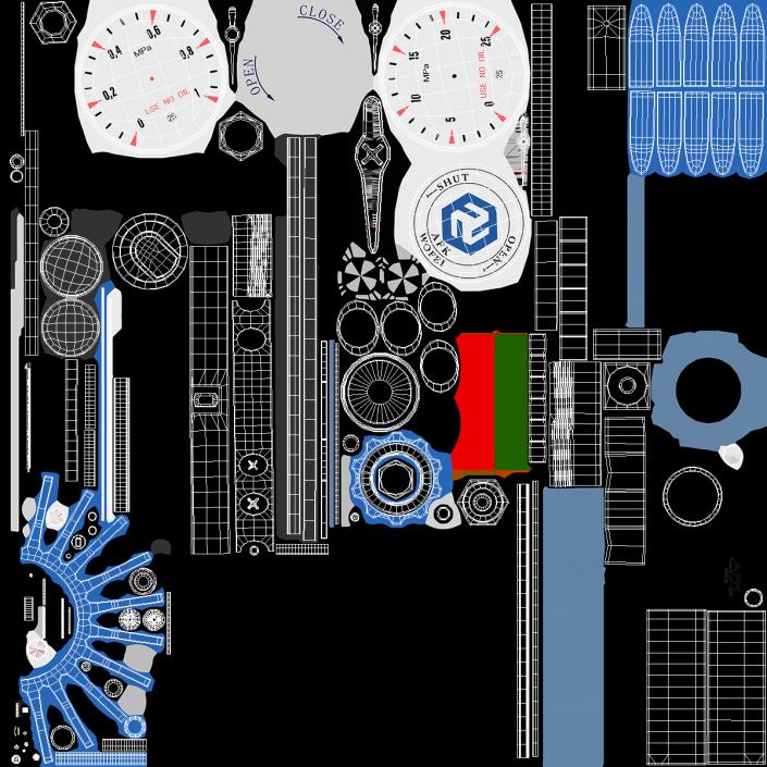 AFK Regulator High Pressure Gas Two Gauges 3D