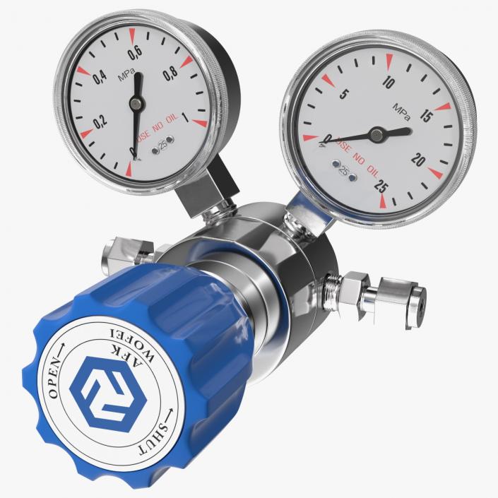 AFK Regulator High Pressure Gas Two Gauges 3D