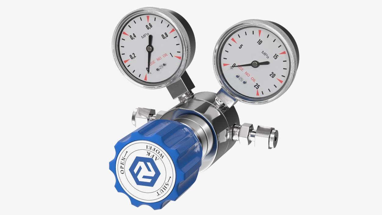 AFK Regulator High Pressure Gas Two Gauges 3D