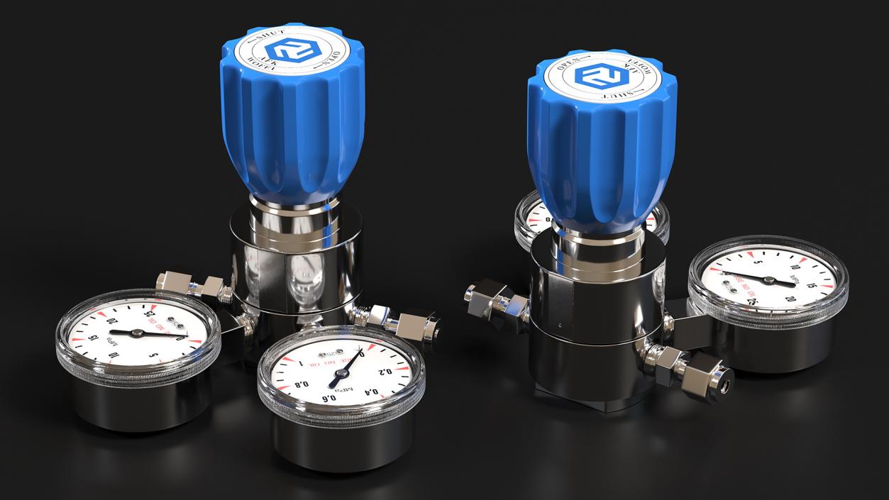 AFK Regulator High Pressure Gas Two Gauges 3D