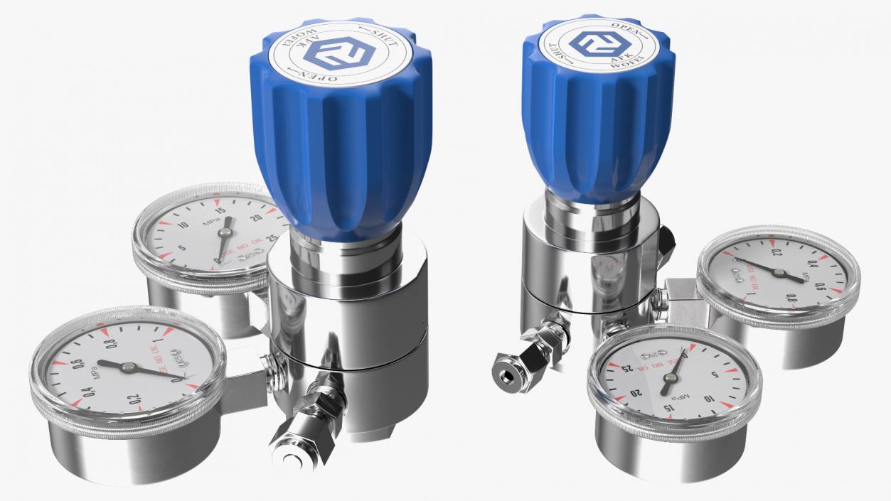 AFK Regulator High Pressure Gas Two Gauges 3D