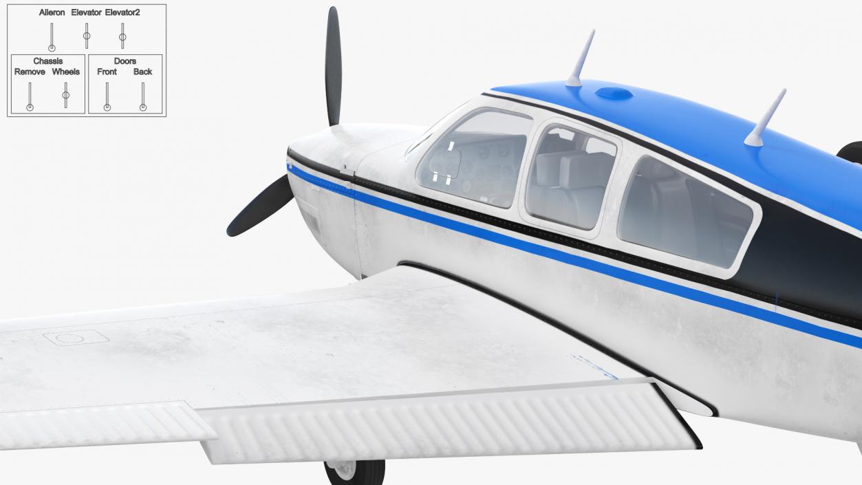 Single Engined Aircraft V Tail Rigged 3D