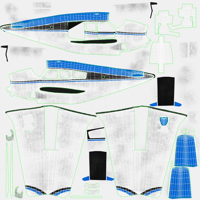 Single Engined Aircraft V Tail Rigged 3D