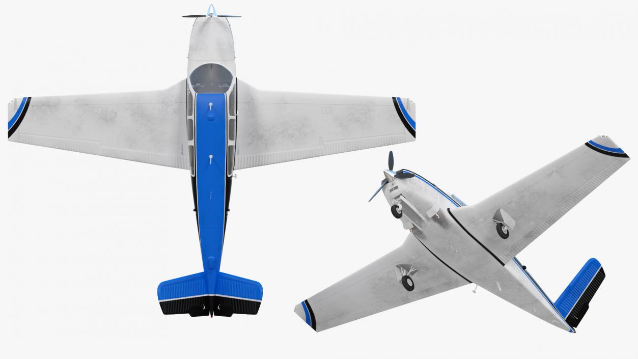 Single Engined Aircraft V Tail Rigged 3D