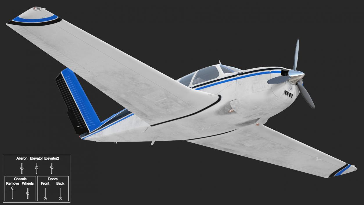 Single Engined Aircraft V Tail Rigged 3D