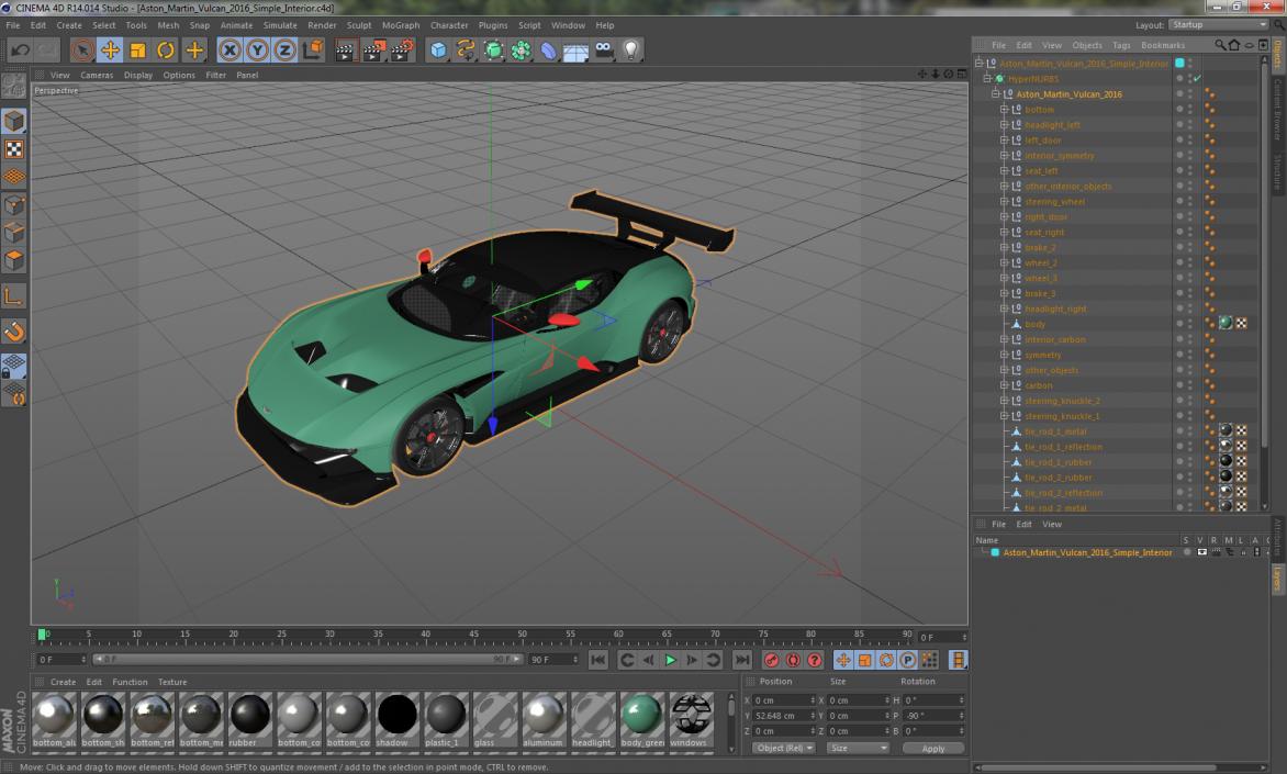 3D model Aston Martin Vulcan 2016 Simple Interior