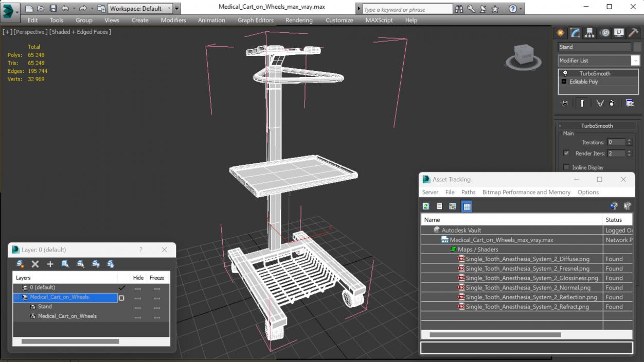 Medical Cart on Wheels 3D