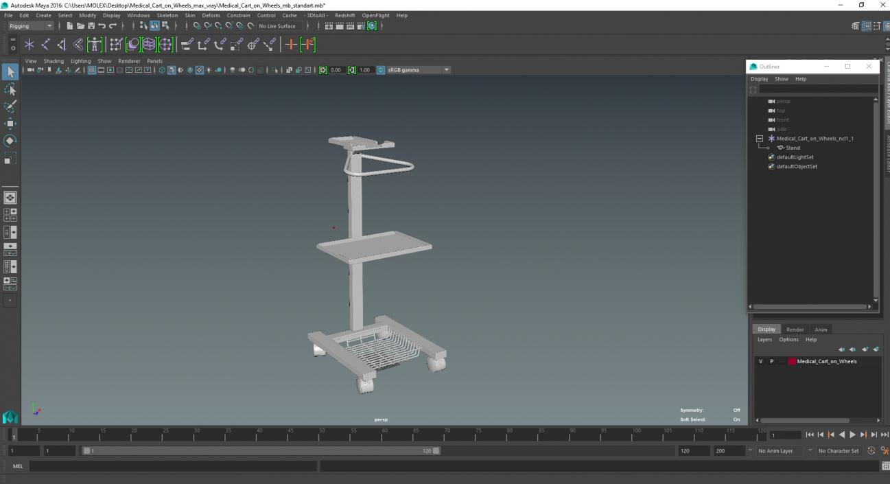 Medical Cart on Wheels 3D