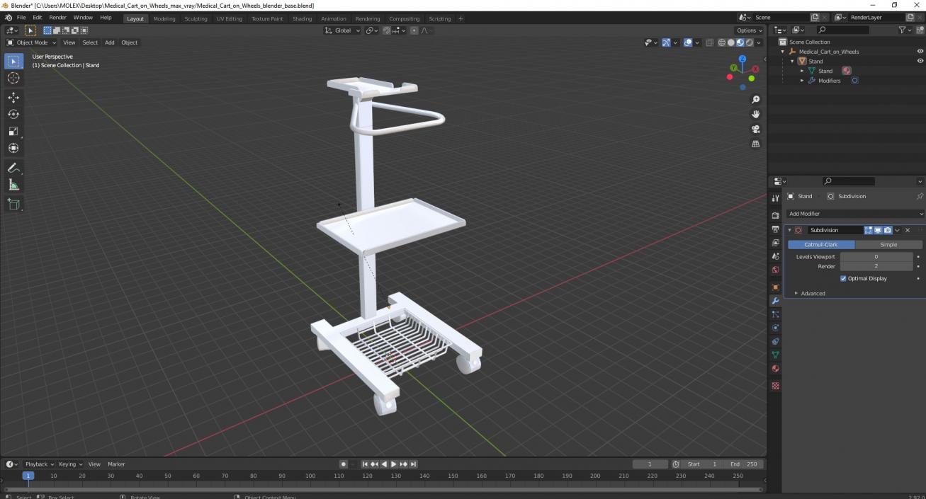 Medical Cart on Wheels 3D