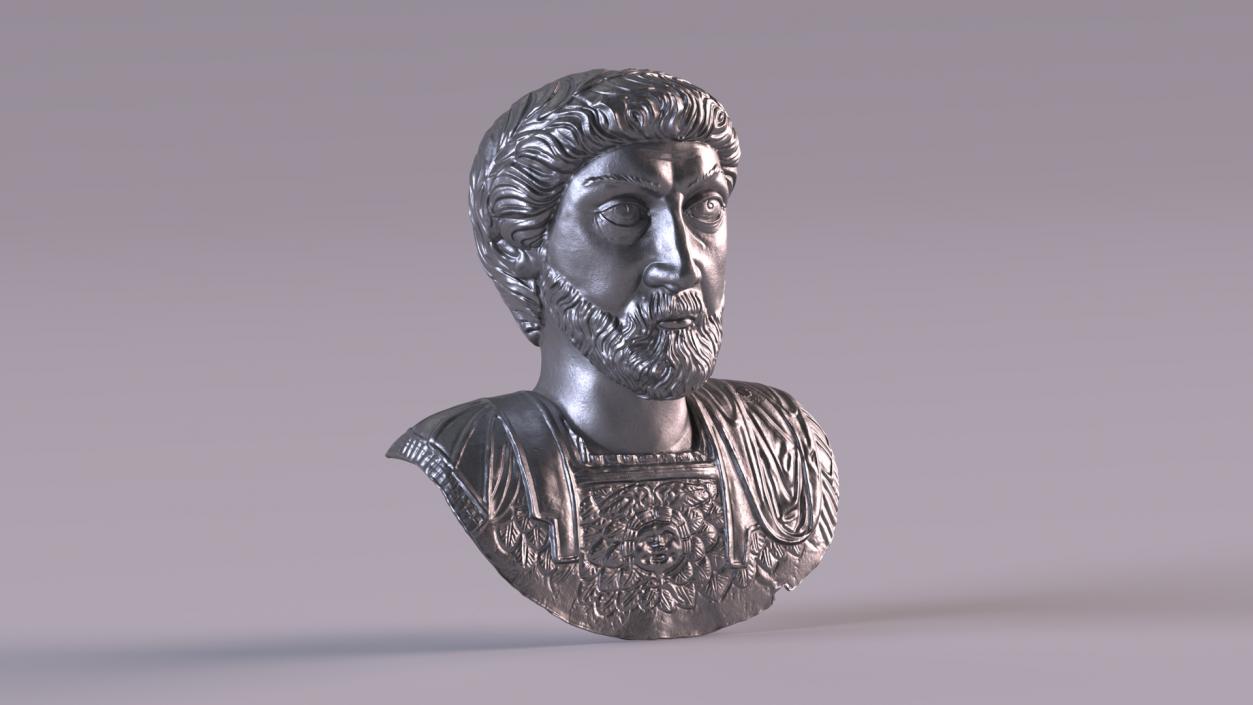 Ancient Emperor Bust Silver 3D