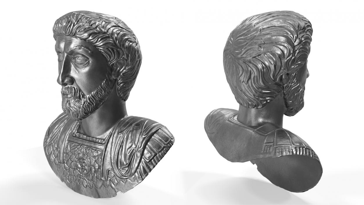 Ancient Emperor Bust Silver 3D