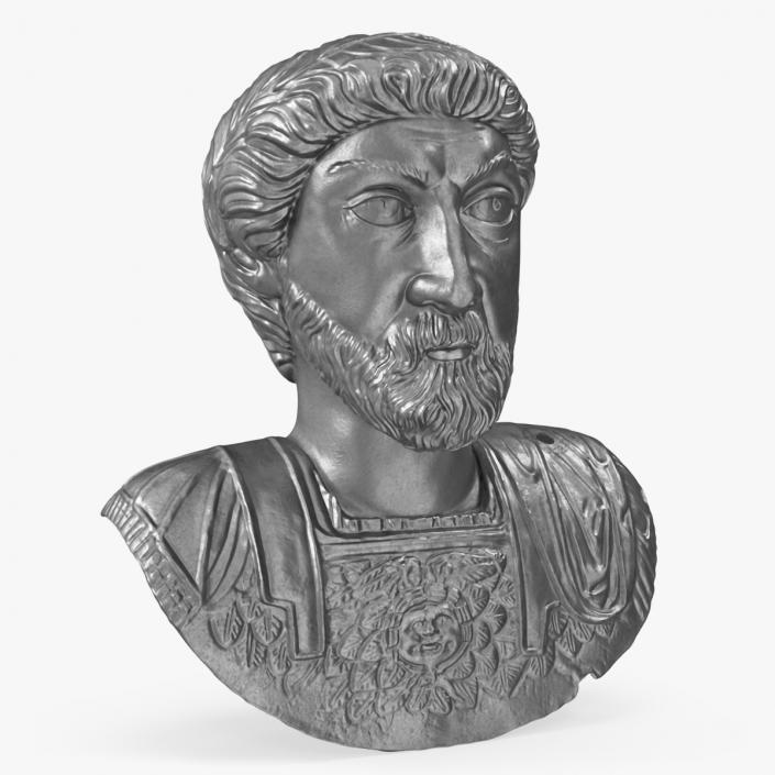 Ancient Emperor Bust Silver 3D