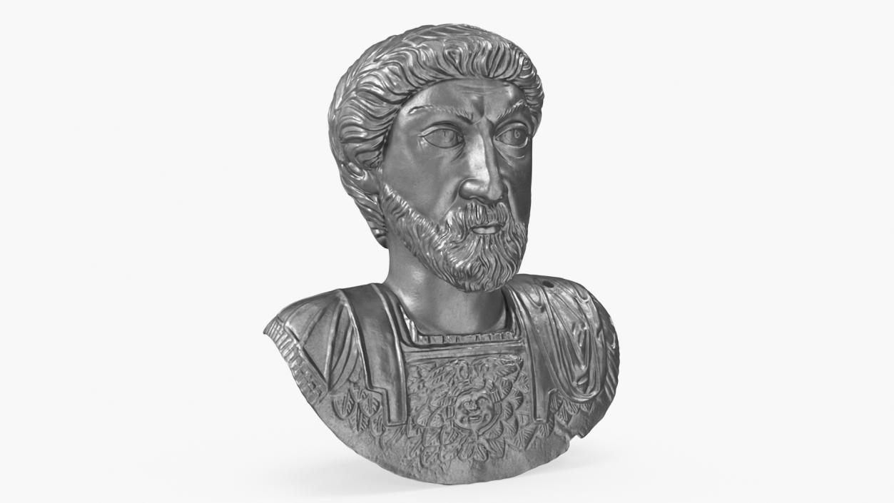 Ancient Emperor Bust Silver 3D