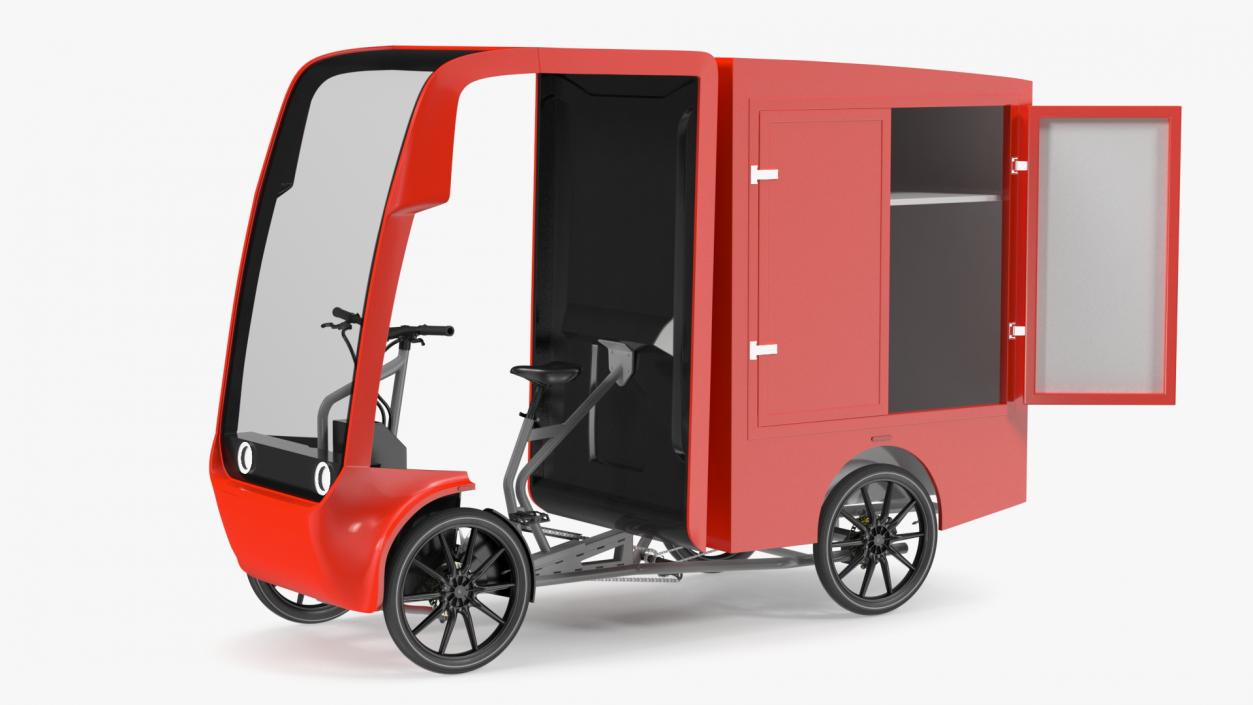 3D Electric Delivery Bike Red Rigged model