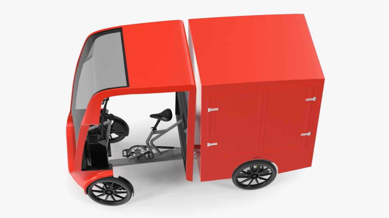 3D Electric Delivery Bike Red Rigged model