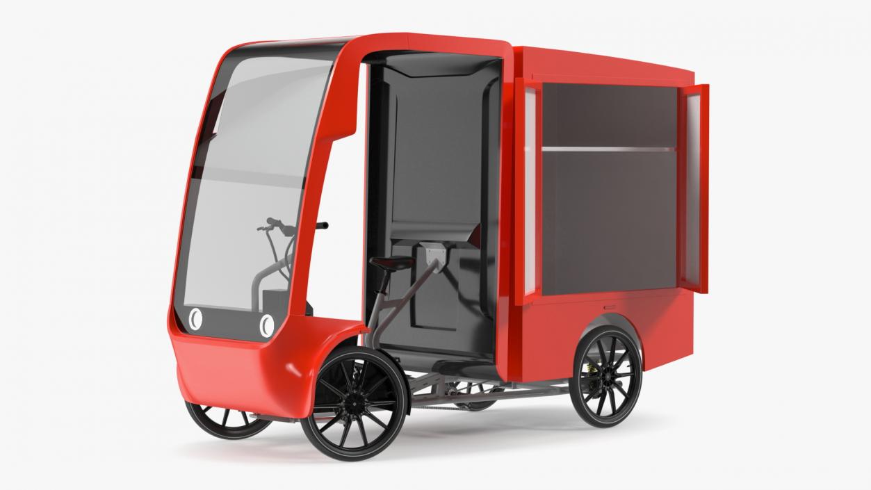 3D Electric Delivery Bike Red Rigged model