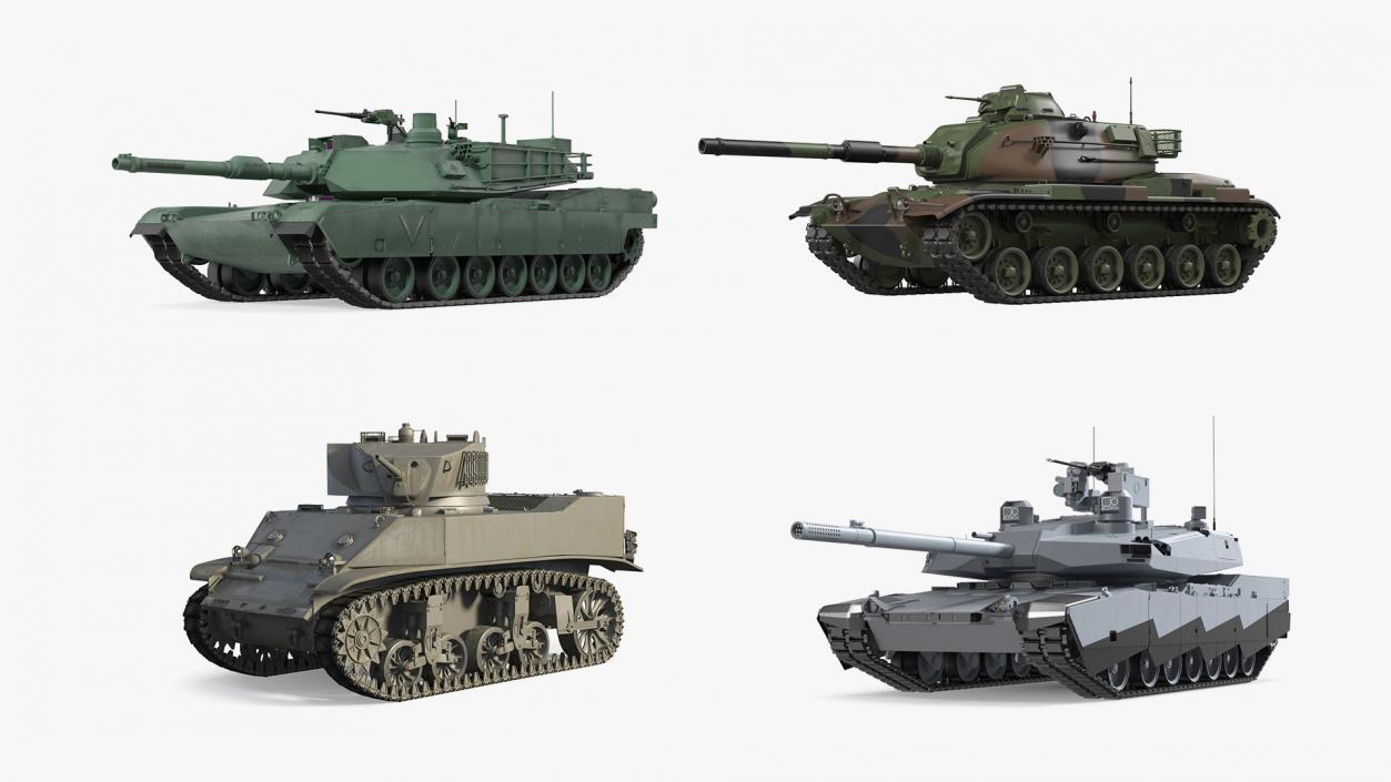 3D Rigged US Tanks Collection 3 model