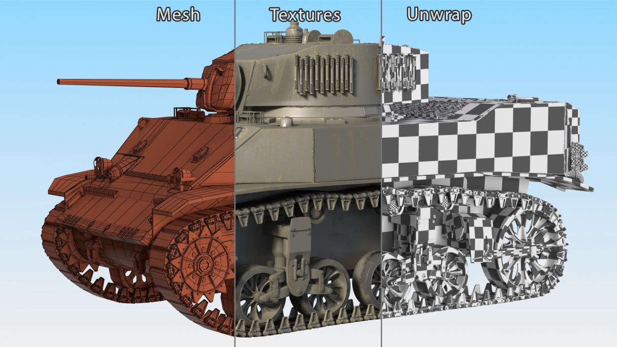 3D Rigged US Tanks Collection 3 model