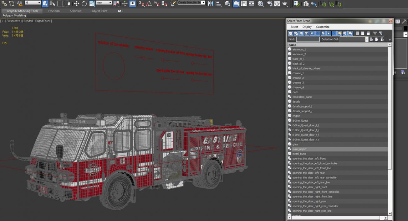 3D Eastside Fire Rescue E-One Quest Pumper Rigged