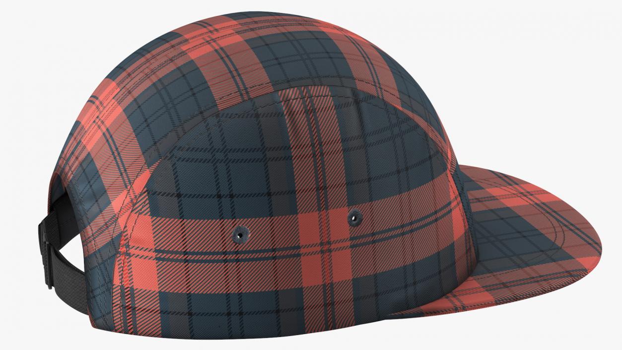 Plaid 5 Panel Hat 3D