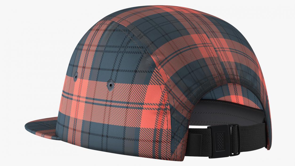 Plaid 5 Panel Hat 3D