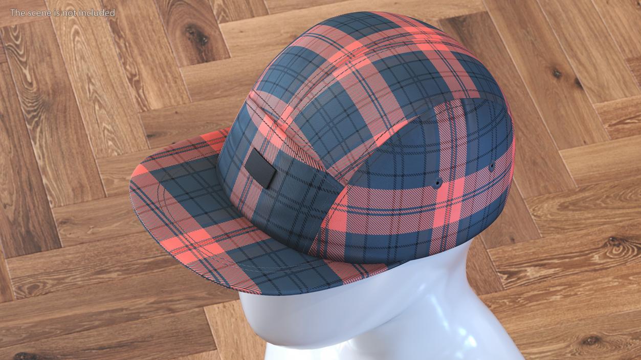 Plaid 5 Panel Hat 3D