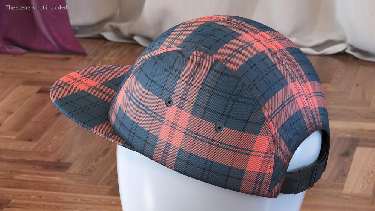 Plaid 5 Panel Hat 3D