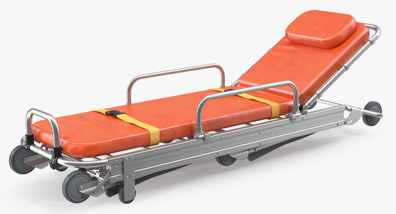 Folded Ambulance Stretcher Trolley 3D model