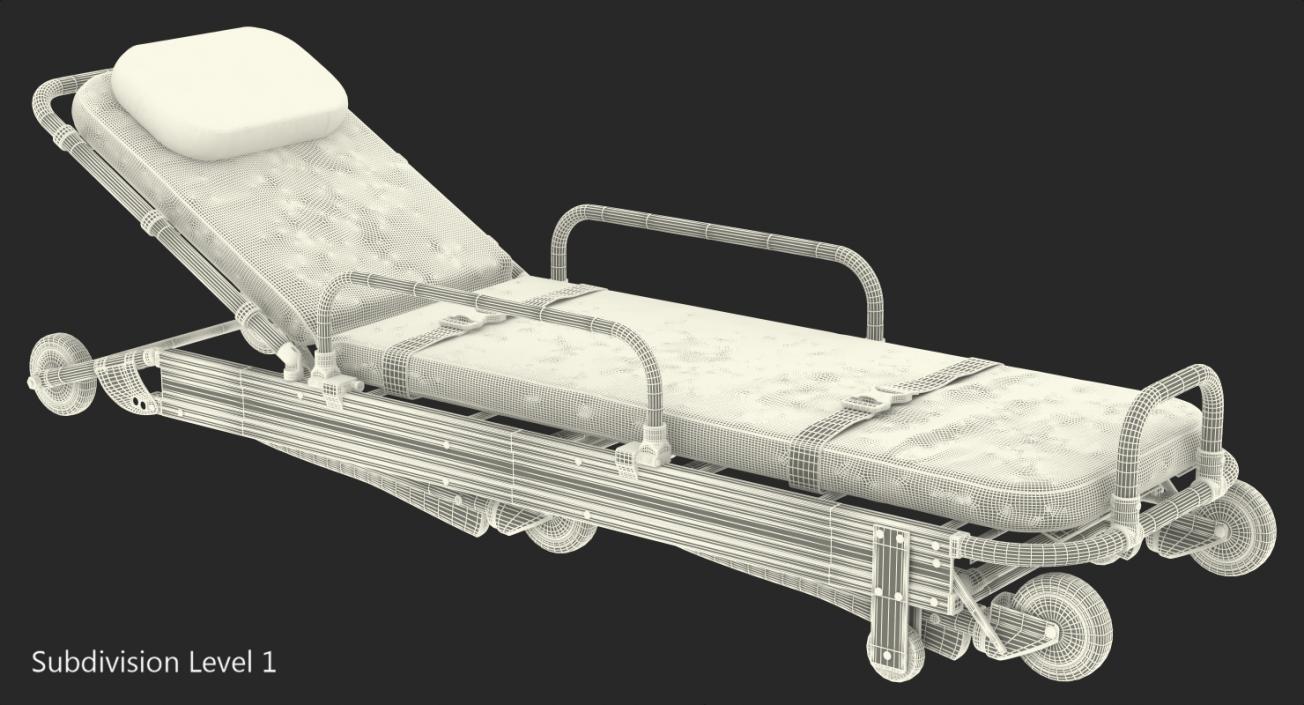 Folded Ambulance Stretcher Trolley 3D model