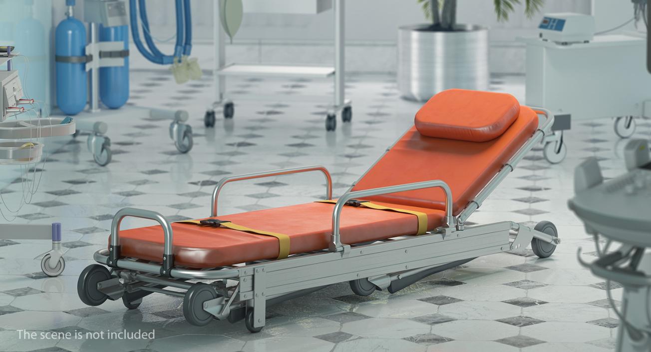 Folded Ambulance Stretcher Trolley 3D model