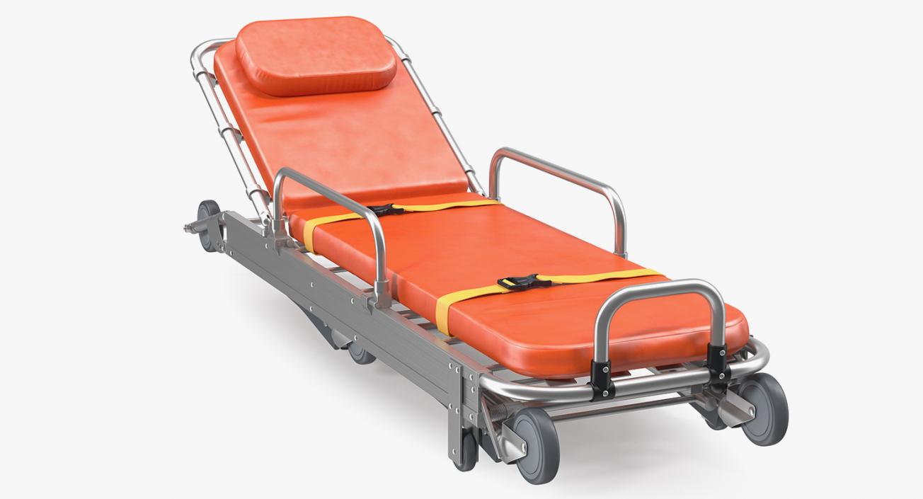 Folded Ambulance Stretcher Trolley 3D model