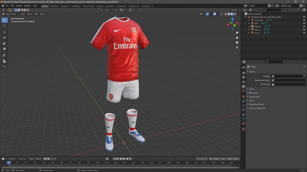 3D model Arsenal Soccer Kit with Nike Cleats