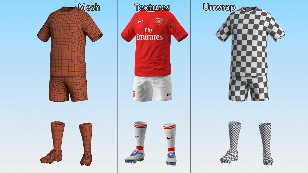 3D model Arsenal Soccer Kit with Nike Cleats