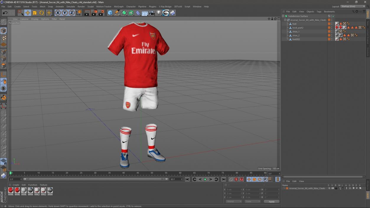 3D model Arsenal Soccer Kit with Nike Cleats