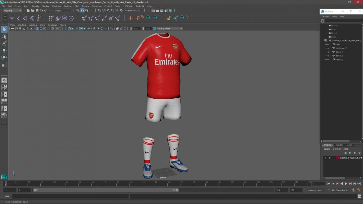 3D model Arsenal Soccer Kit with Nike Cleats