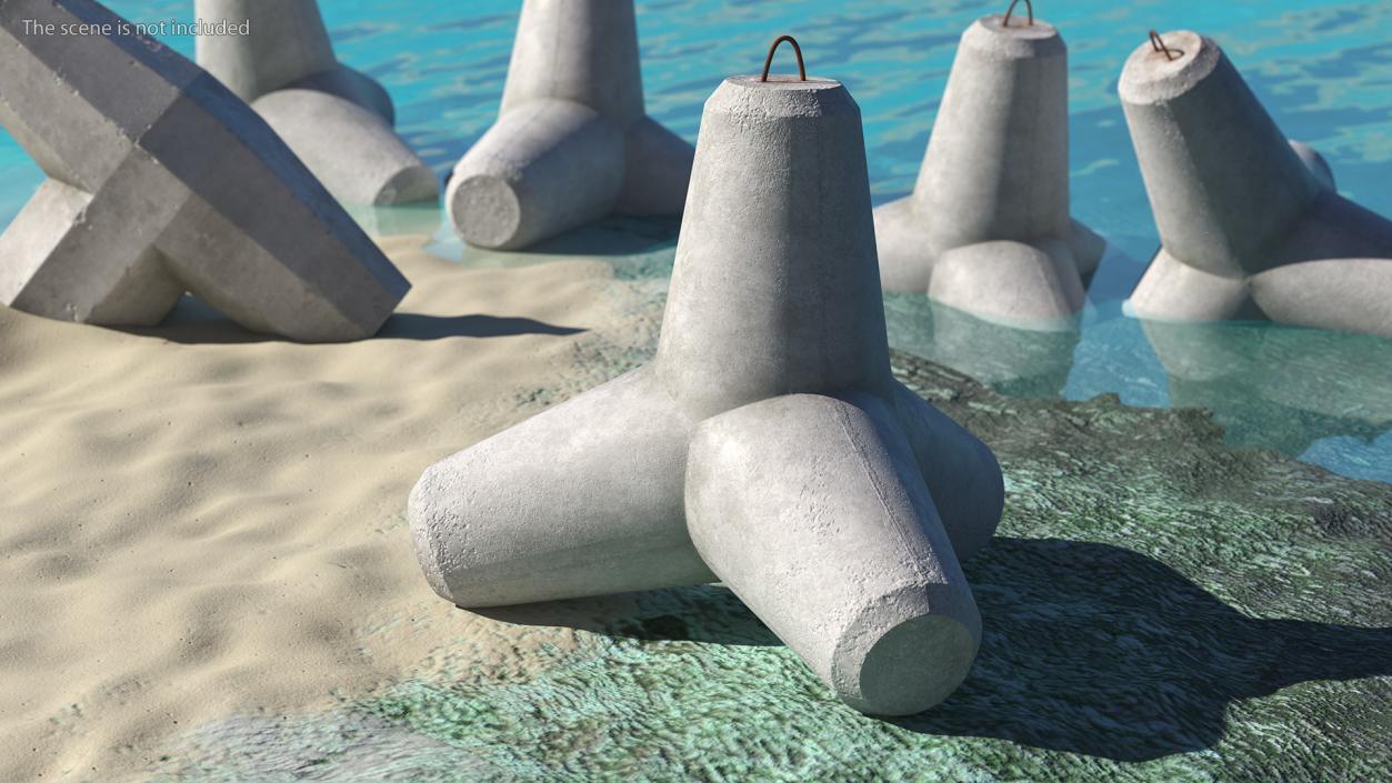 Tetrapod Coastal Protection Concrete Block 3D