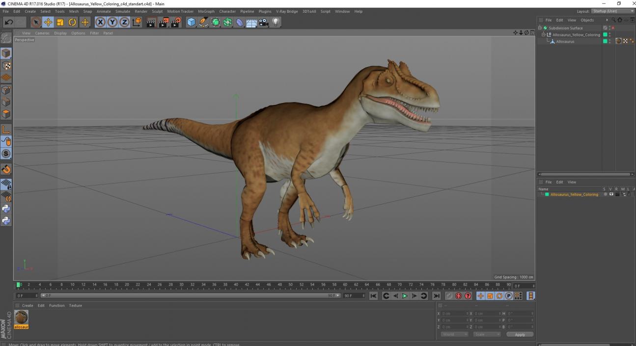 3D Allosaurus Yellow Coloring