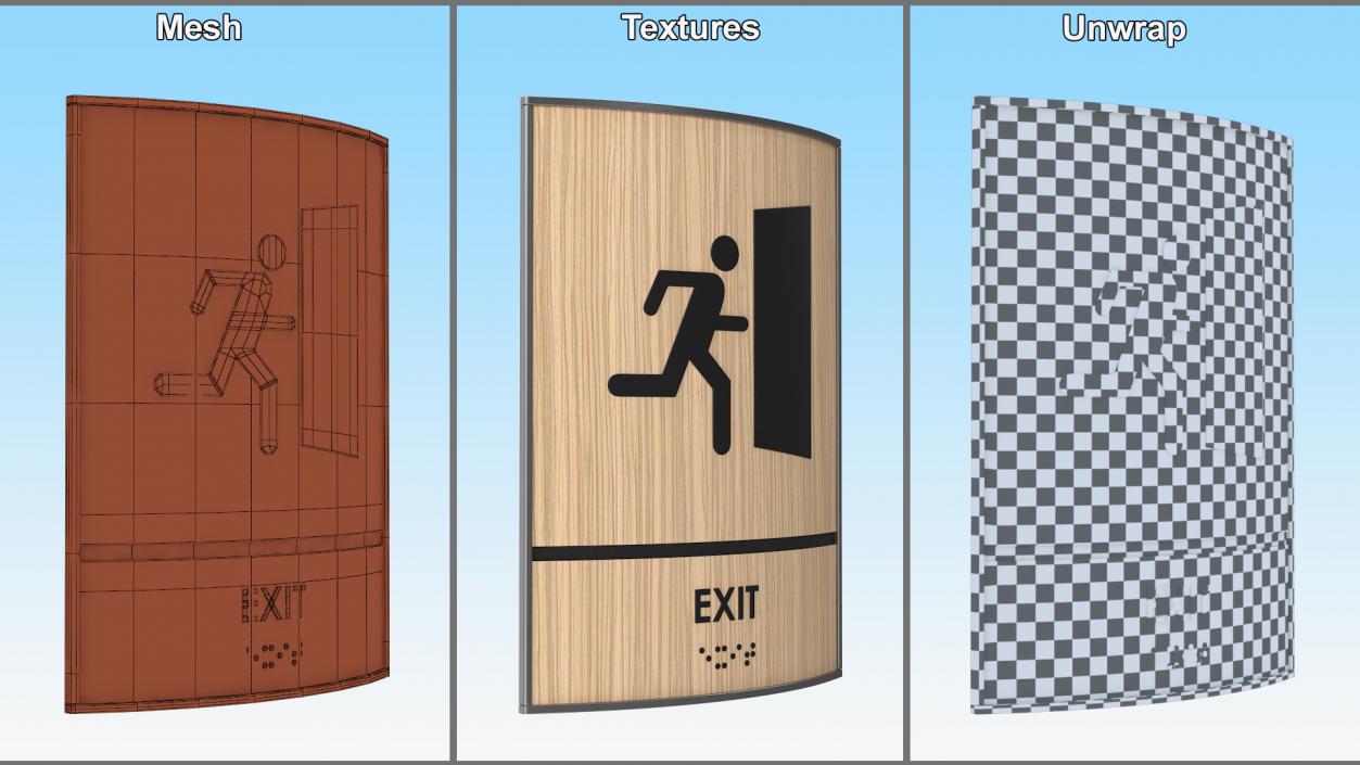 Exit Braille Sign 3D