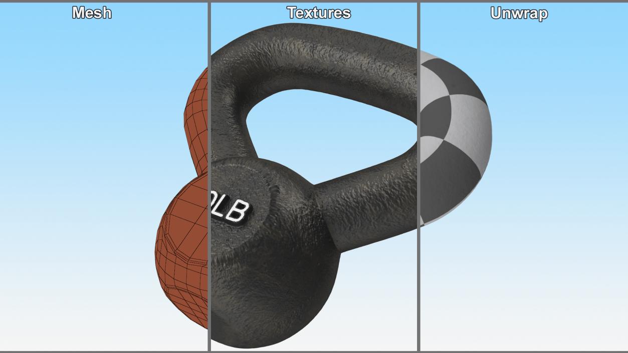 3D Wide Grip Solid Cast Kettlebell 10lb