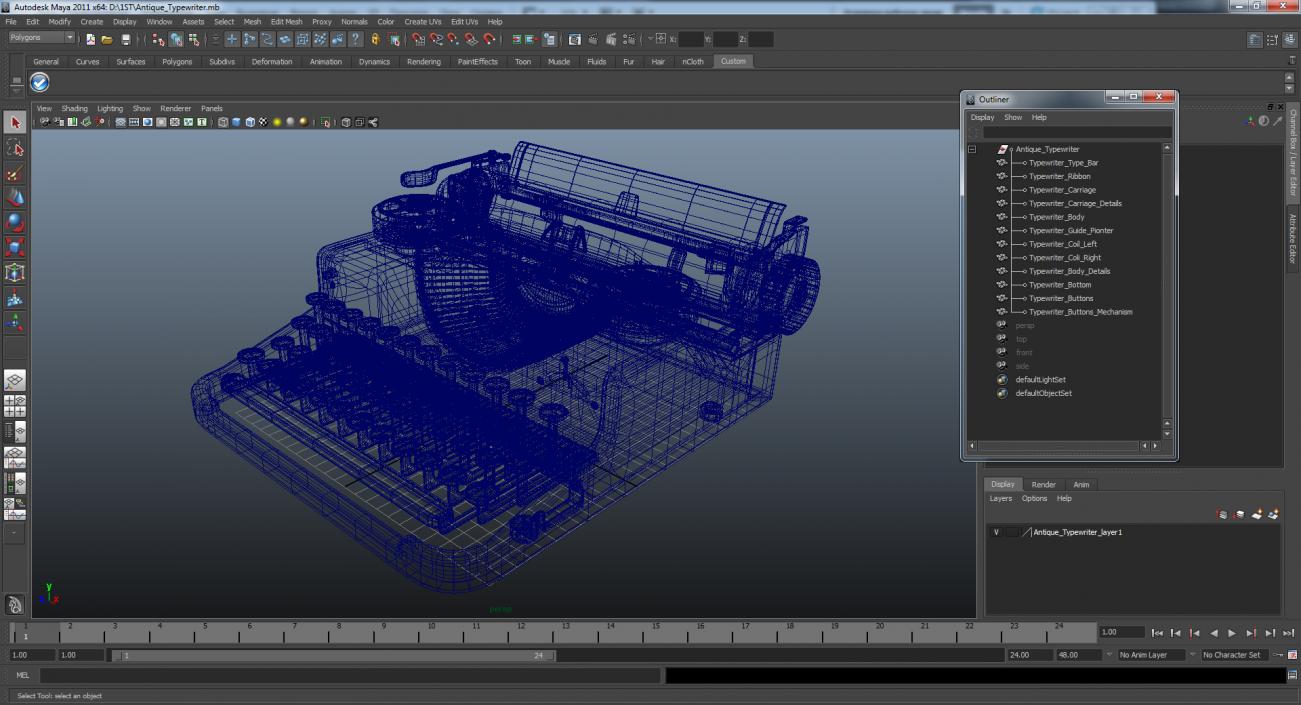 3D Antique Typewriter model