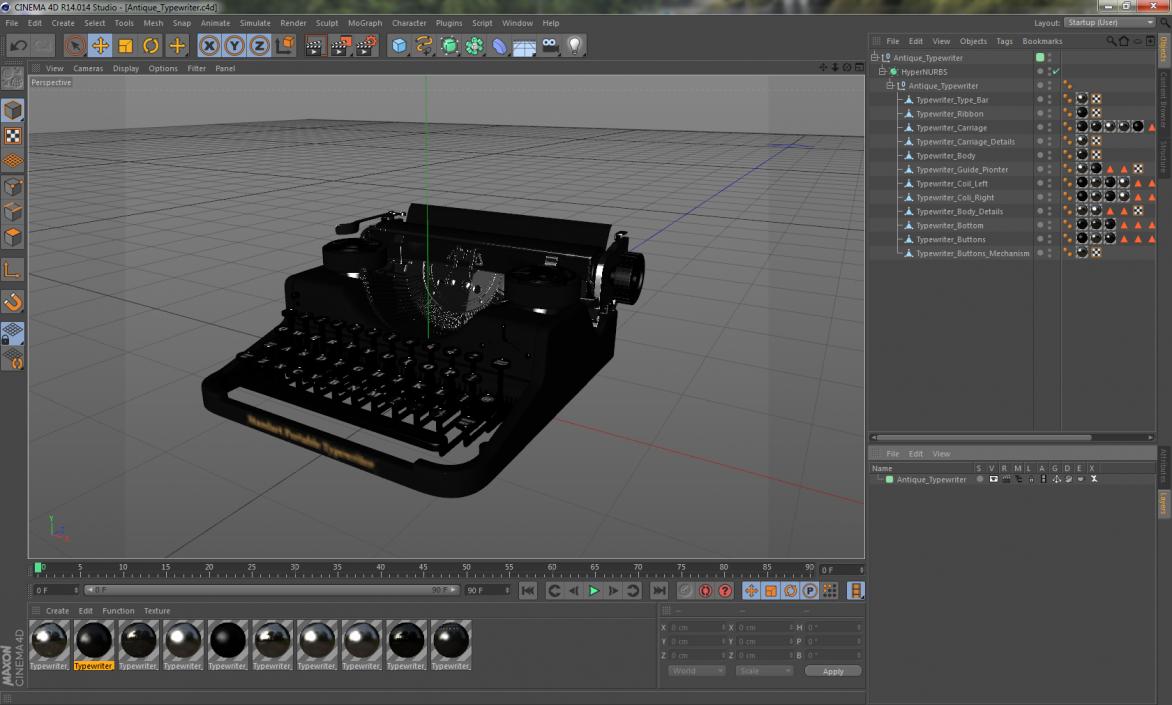 3D Antique Typewriter model