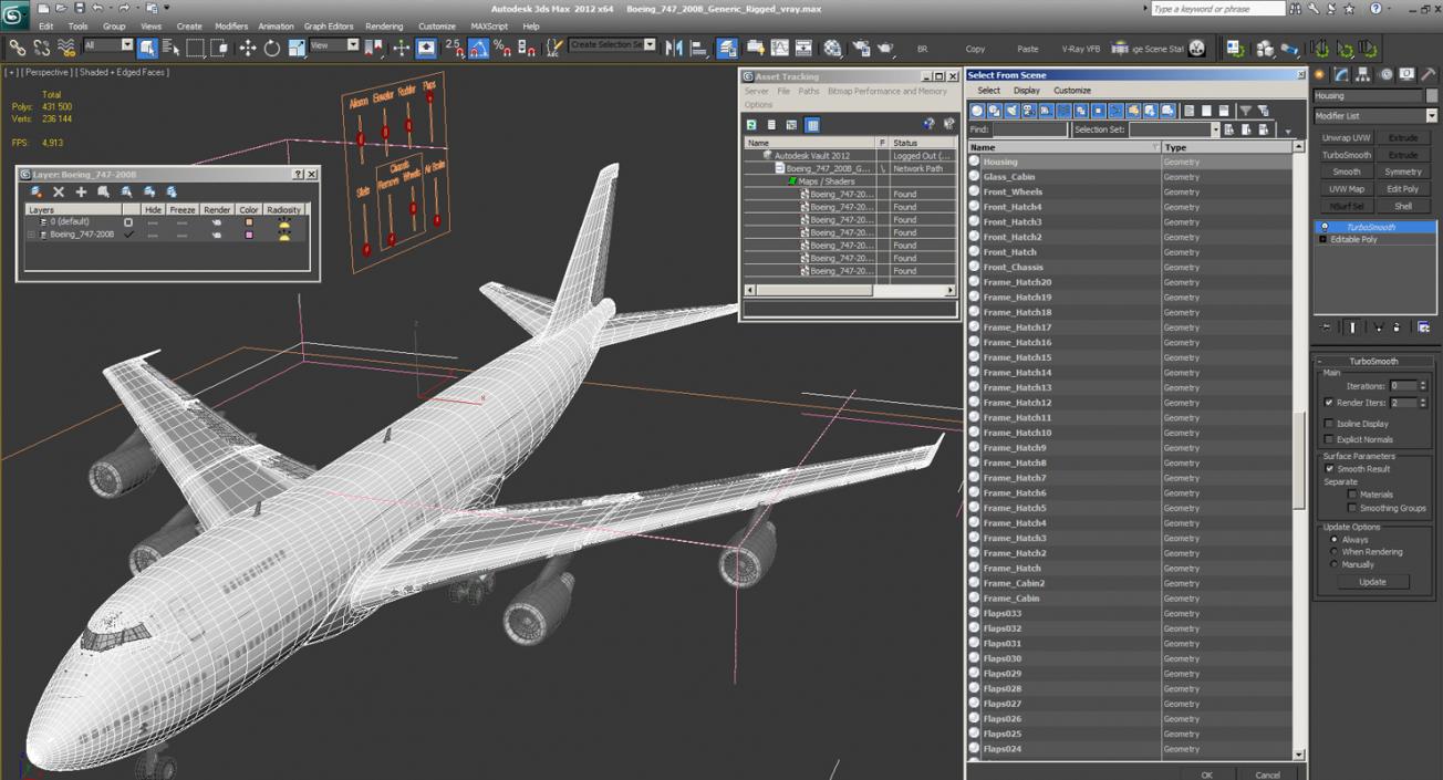 3D model Boeing 747-200B Generic Rigged