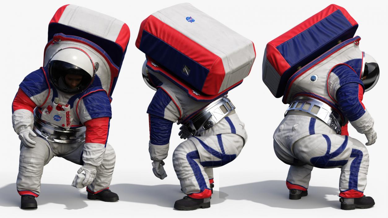 Female Astronaut Spacesuit NASA xEMU Working Pose 3D model