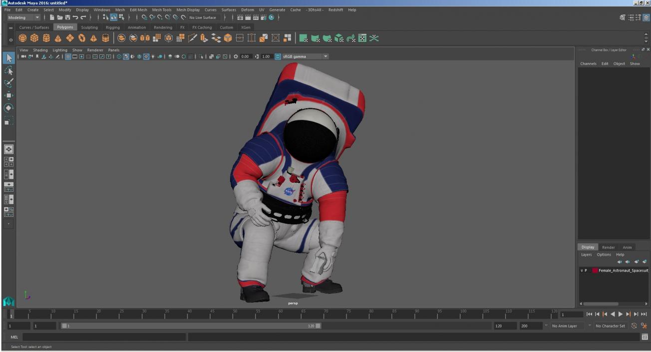 Female Astronaut Spacesuit NASA xEMU Working Pose 3D model