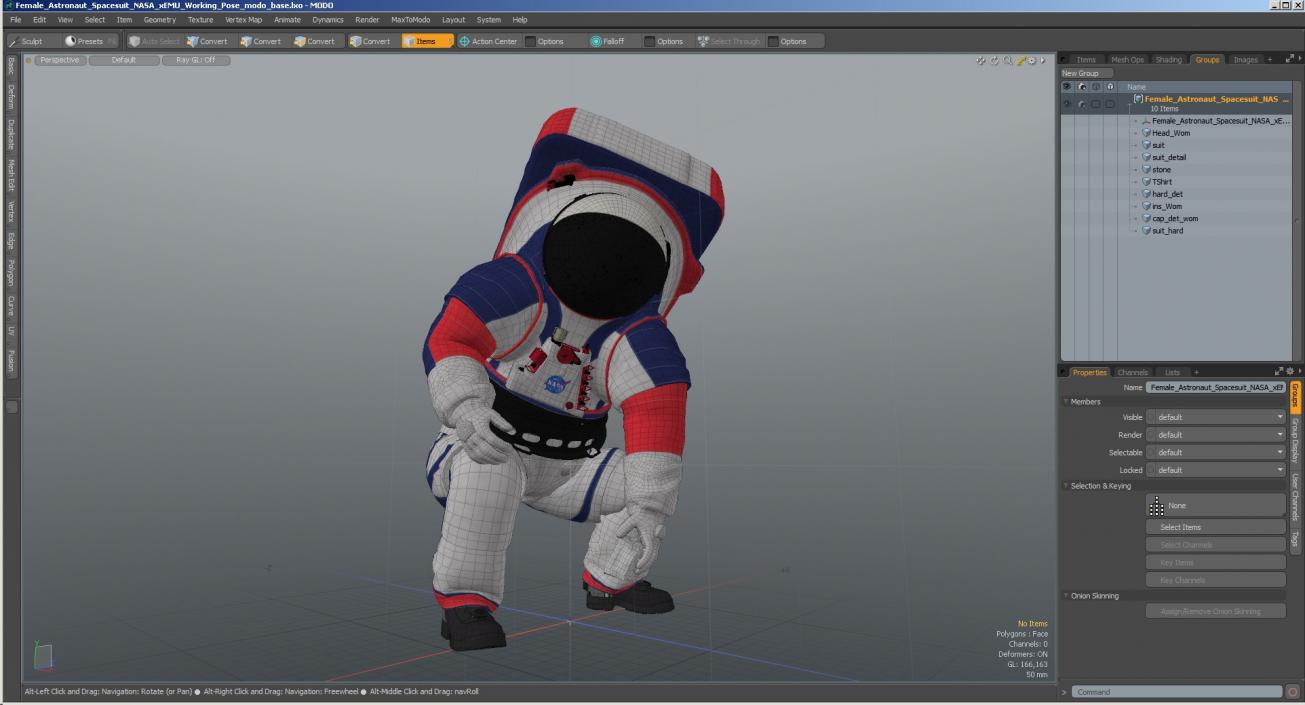 Female Astronaut Spacesuit NASA xEMU Working Pose 3D model